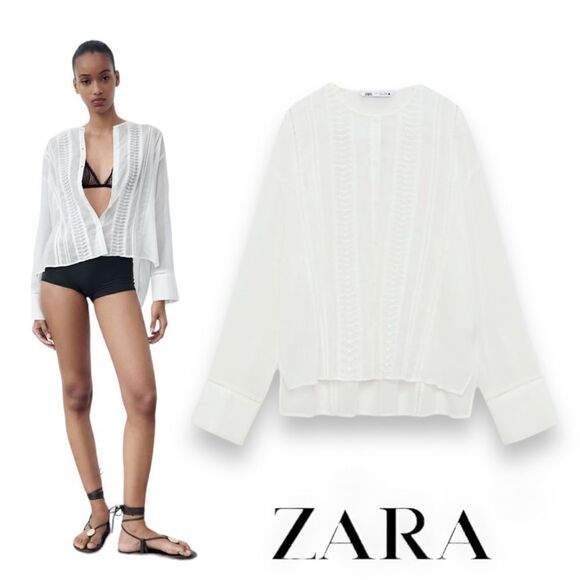 Zara Tops - ZARA | White | ASYMMETRIC HEM BLOUSE